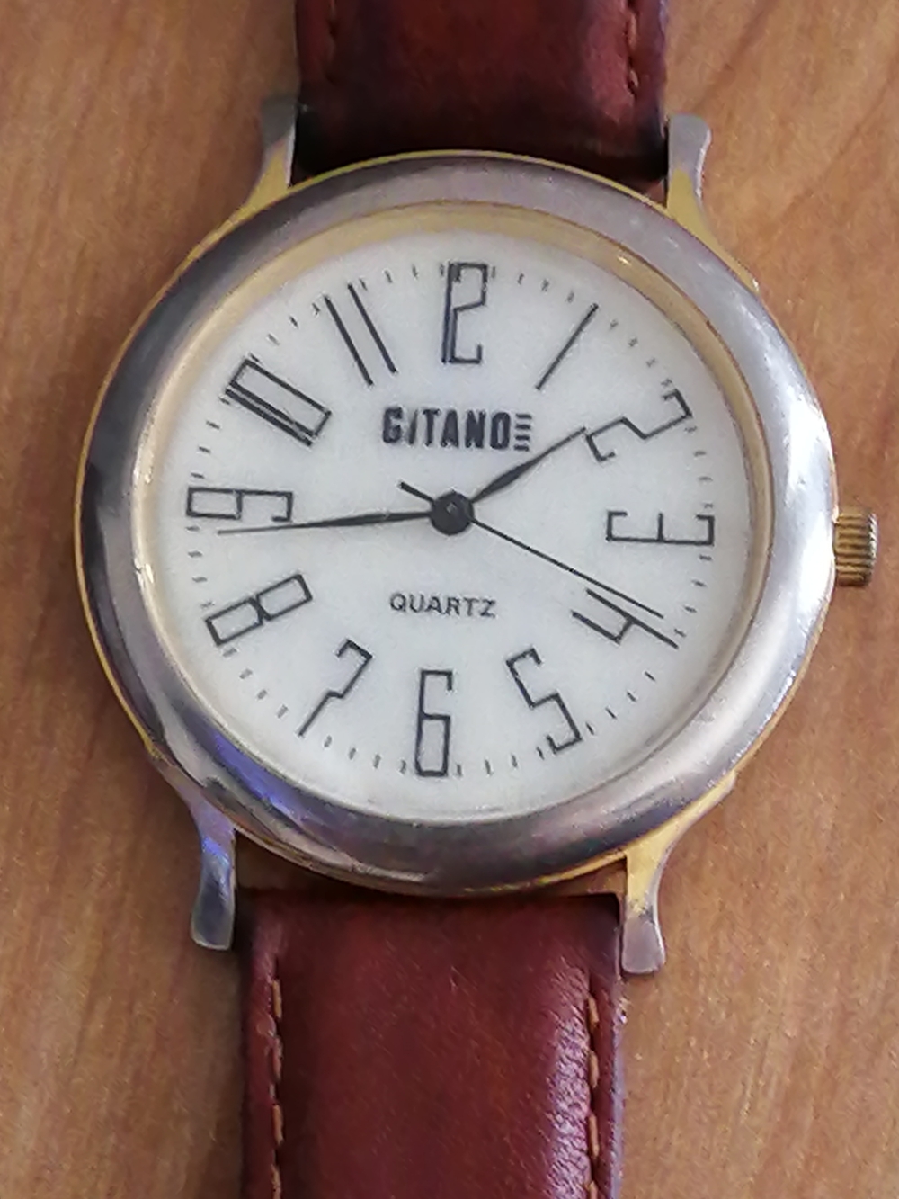 Gitano men's watch with white dial and brown leather strap